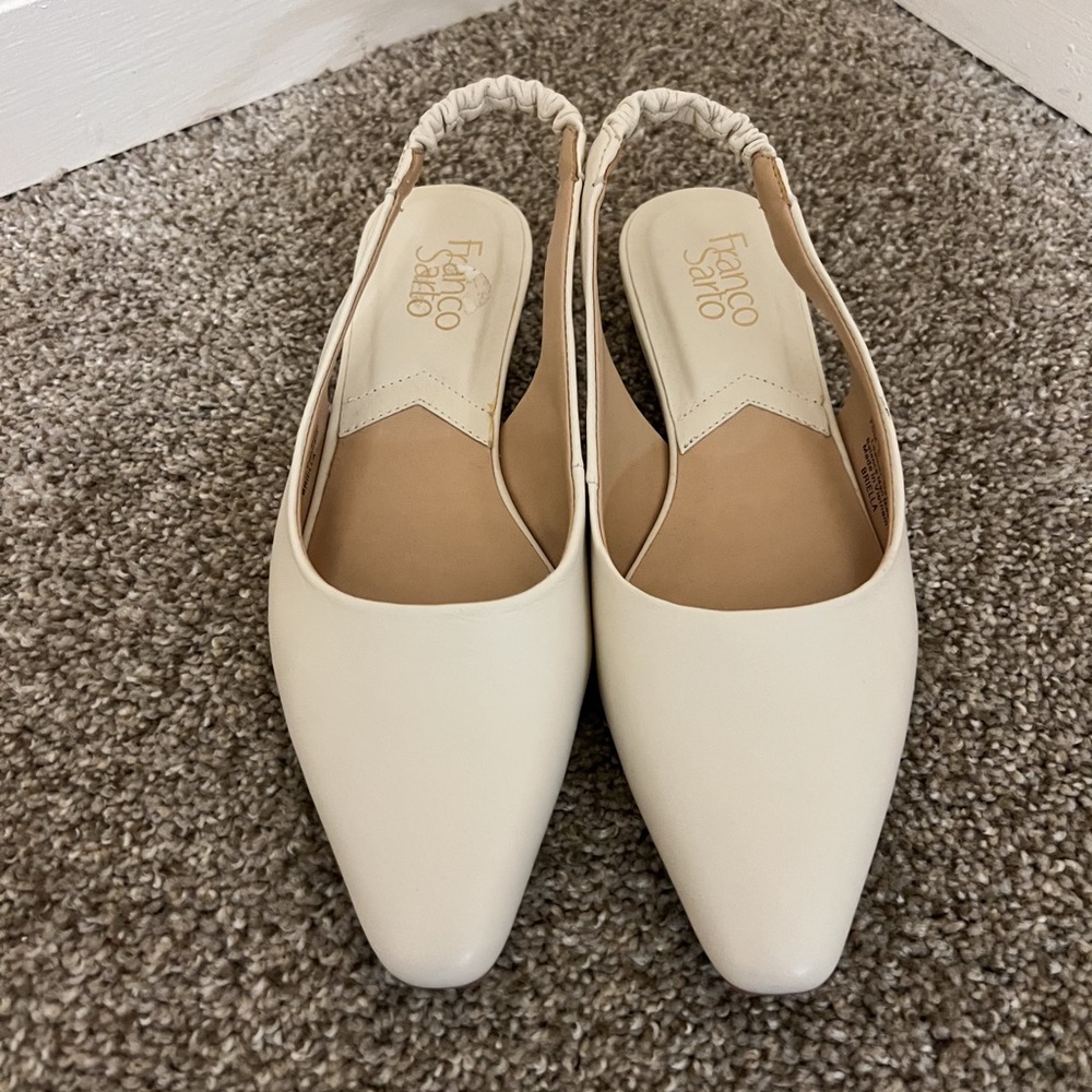 Franco Sarto Women's Cream Slingback Flats